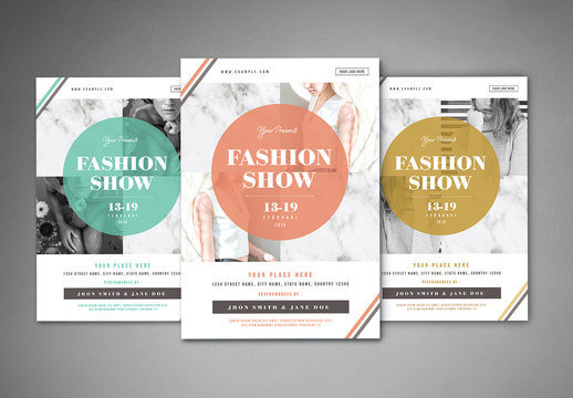 Fashion Show Flyer Layout with Marble Texture 2
