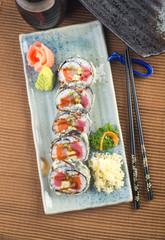 japanese cuisine. sushi on the background