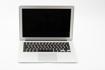 Open modern new laptop on white background