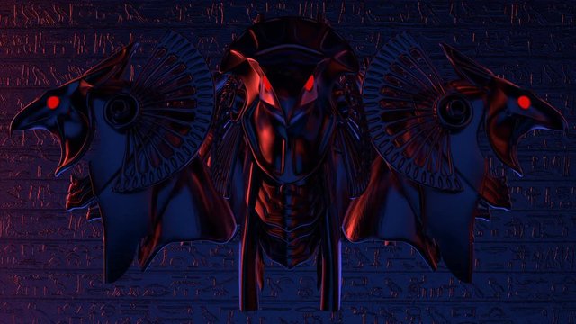 Horus Head VJ Loop - is a stunning ancient motion graphic animation featuring a close-up view of Egypt God face with bright red eyes. Perfect to use in ancient videos, Egypt graphics, thematic VJ sets