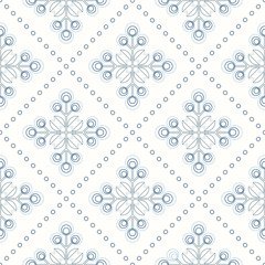Scandinavian floral background, mid century wallpaper, seamless abstract pattern,  Blue, silver grey and white colors . 