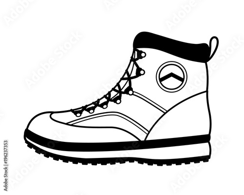 "Vector hiking boot icon in black and white" Stock image ...