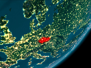 Czech republic from space at night