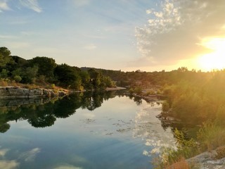 Fototapeta na wymiar View of the Gardon (river), near Collias, and close to Pont du Gard, FRANCE