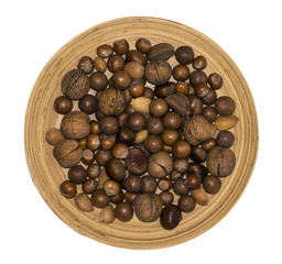 Mixed Nuts on wooden plate