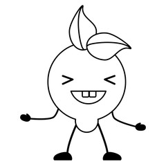 kawaii happy lemon icon over white background, vector illustration