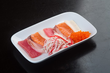 japanese cuisine. sashimi on the background