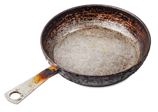 Old Cast Iron Frying Pan Isolated