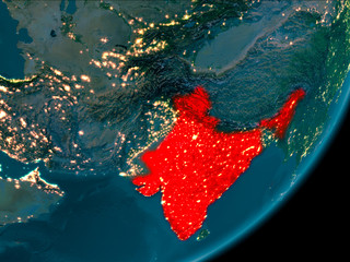 India from space at night