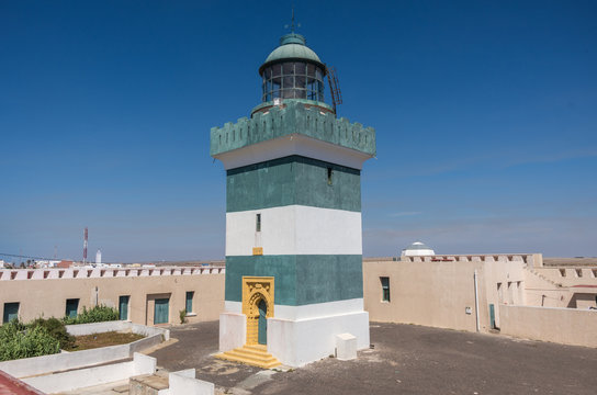 Old thrown lighthouse of the French army on the Atlantic coast, Cap Beddouza, Morocco