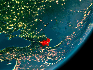 Azerbaijan from space at night