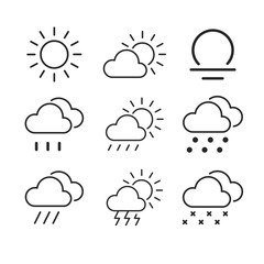 Set with different weather sign icons. Vector illustration