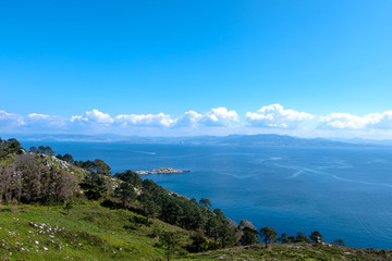 Islas Cies, Vigo, Spain. Vigo estuarys greatest treasure. Galicia.  Island connected by beach Playa de Rodas.