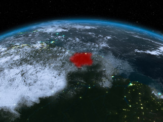 Suriname from space at night