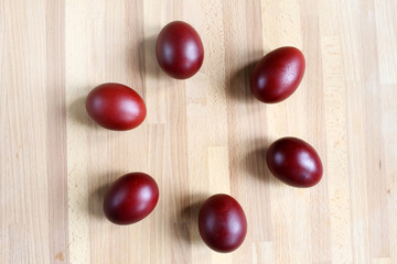 Easter eggs on wooden background
