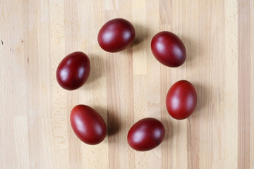 Easter eggs on wooden background