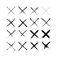 Set of cute hand drawn crosses. Doodle style sketching. Vector illustration.
