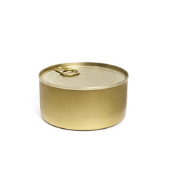 Canned food isolated on white background