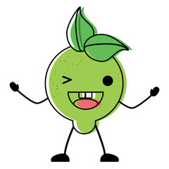 kawaii happy lemon icon over white background, colorful design. vector illustration