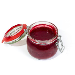 Jam jar isolated on white background