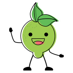 kawaii lemon excited over white background, colorful design. vector illustration