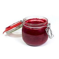 Jam jar isolated on white background