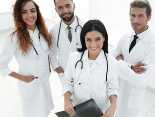 group of medical workers portrait in hospital