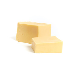 Piece of cheese isolated on white background