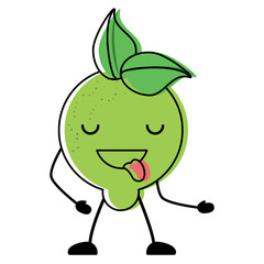 kawaii lemon showing the tongue over white background, colorful design vector illustration