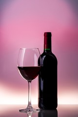 Bottle of Red Wine and Glass