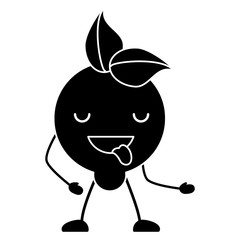 kawaii lemon showing the tongue over white background, vector illustration