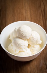 Vanilla Ice Cream Scoops in a Bowl