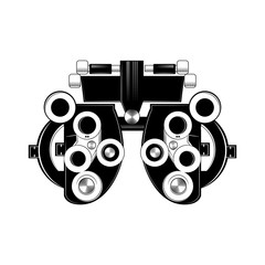 Phoropter glyph icon. Refractor. Ophthalmic testing device. Vector illustration.