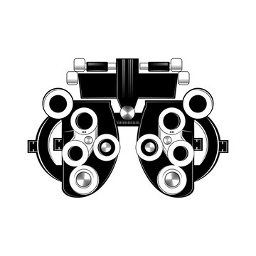 Phoropter glyph icon. Refractor. Ophthalmic testing device. Vector illustration.