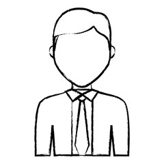sketch of avatar businessman icon over white background, vector illustration