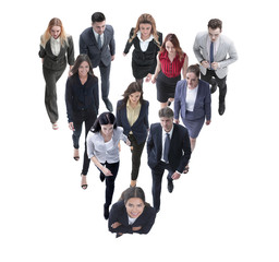 going business people behind the leader. isolated on white