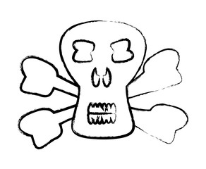 sketch of Danger skull icon over white background, vector illustration