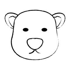 sketch of polar bear face icon over white background, vector illustration