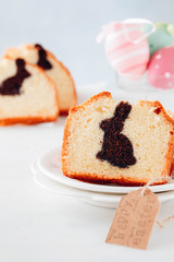 Easter cupcake with Easter Bunny, bunny cake and Easter eggs.