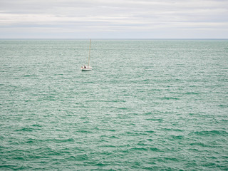 Lonely yacht in the Atlantic Ocean