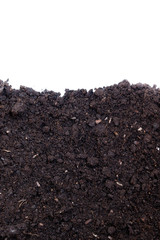 Soil texture isolated on white background seen from above, top view