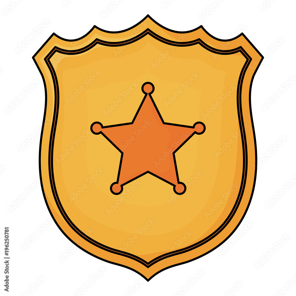 Sticker sheriff shield icon over white background, colorful design. vector illustration