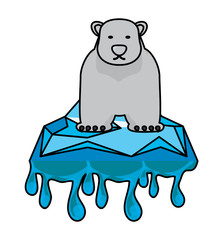 polar bear on melted ice icon over white background, colorful design. vector illustration