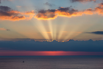 Beautiful sunrise over the ocean in Spain