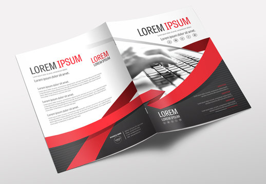 Brochure Cover Layout with Gray and Red Accents 4