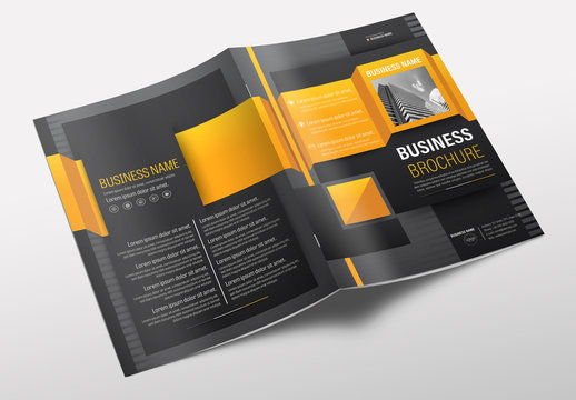Brochure Cover Layout with Gray and Orange Accents 28