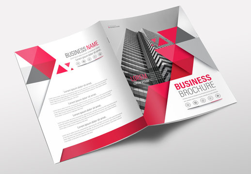 Brochure Cover Layout with Gray and Red Accents 5