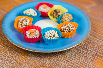oriental dried fruits with nuts, Turkish sweets on a plate