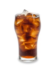 Cola With Ice Cubes In Glass