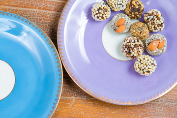 oriental dried fruits with nuts, Turkish sweets on a plate